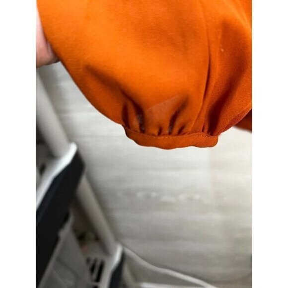 Rust Orange Long Sleeve V-Neck Romper With Back Zipper By Forever 21 Contemporar - Picture 5 of 7